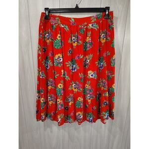 Women's Hawaiian Tropical Elastic Waist Skirt Size L Cruise Vacation Beach Comfy